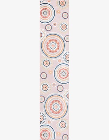 Pink Easy-Clean Botanical Indoor / Outdoor Runner Rug