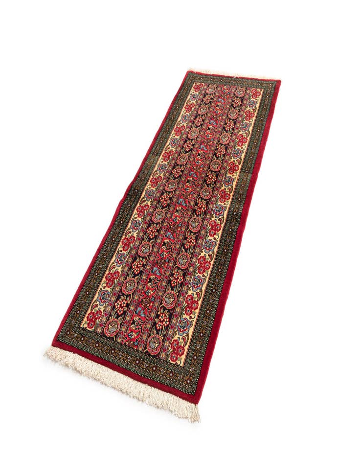 Detail image of 2' 7 x 6' 5  Hand Knotted Qom Persian Runner Rug