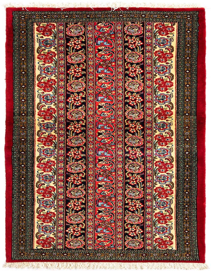 Detail image of 2' 7 x 6' 5 Hand Knotted Qom Persian Runner Rug