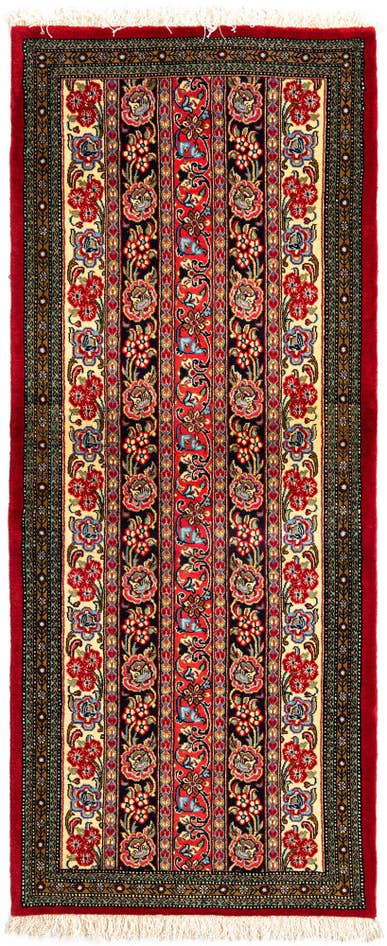Detail image of 2' 7 x 6' 5 Hand Knotted Qom Persian Runner Rug