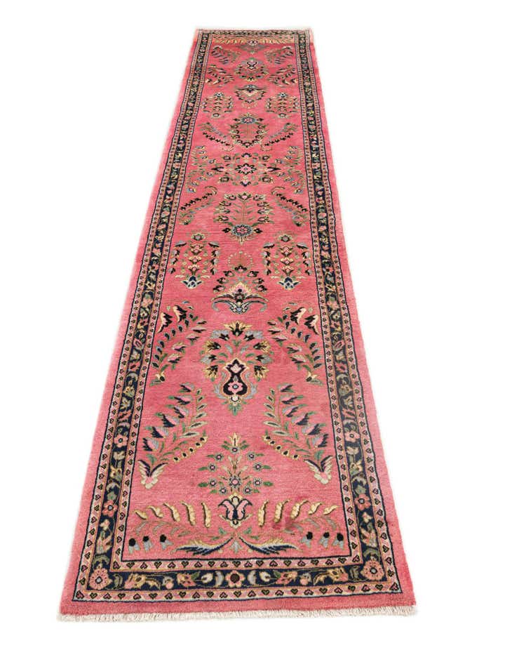 2' 4 x 12' 2 Hand Knotted Sarough Wool Runner Rug