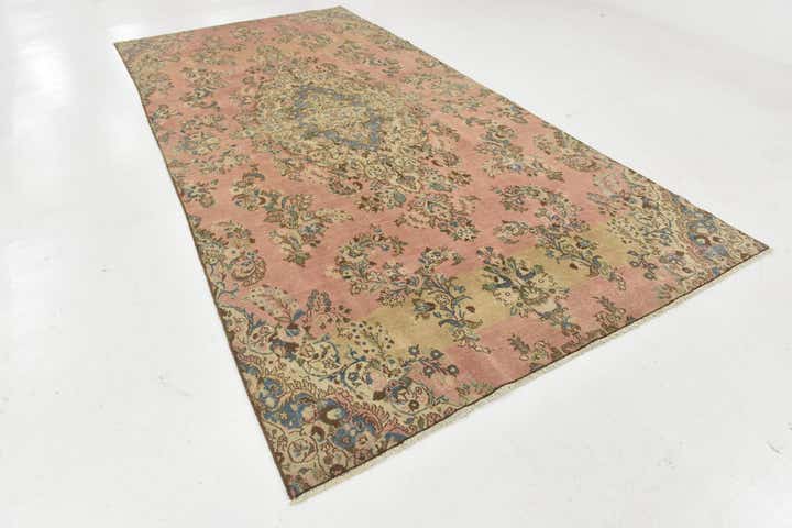 195cm x 410cm Handgeknoopt Ultra Vintage Perzisch Wol Loper Vloerkleed