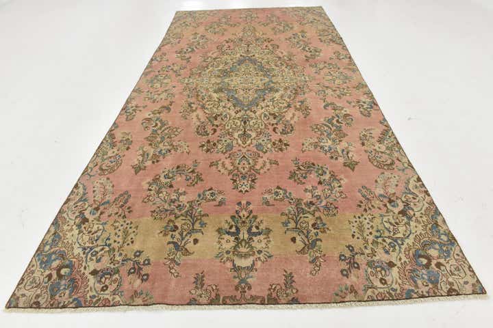 195cm x 410cm Handgeknoopt Ultra Vintage Perzisch Wol Loper Vloerkleed