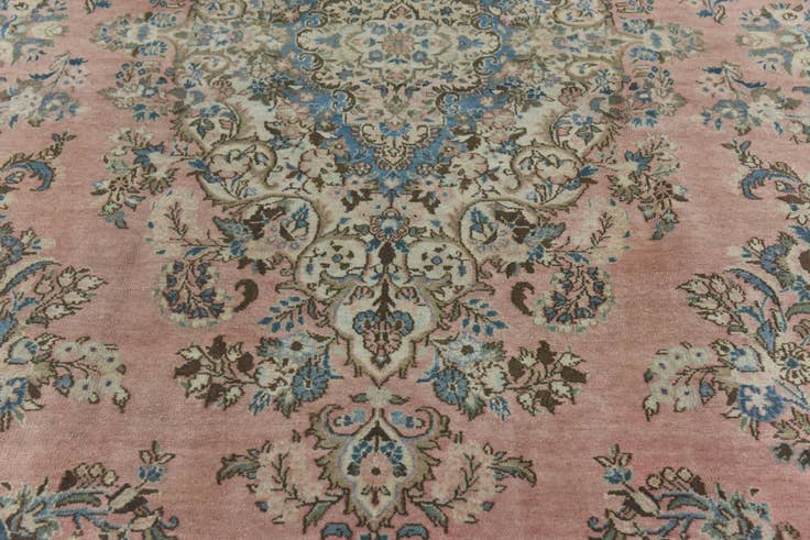 Detailfoto van 195cm x 410cm Handgeknoopt Ultra Vintage Perzisch Wol Loper Vloerkleed