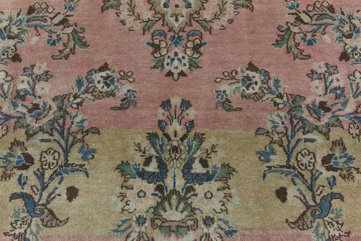 Detailfoto van 195cm x 410cm Handgeknoopt Ultra Vintage Perzisch Wol Loper Vloerkleed