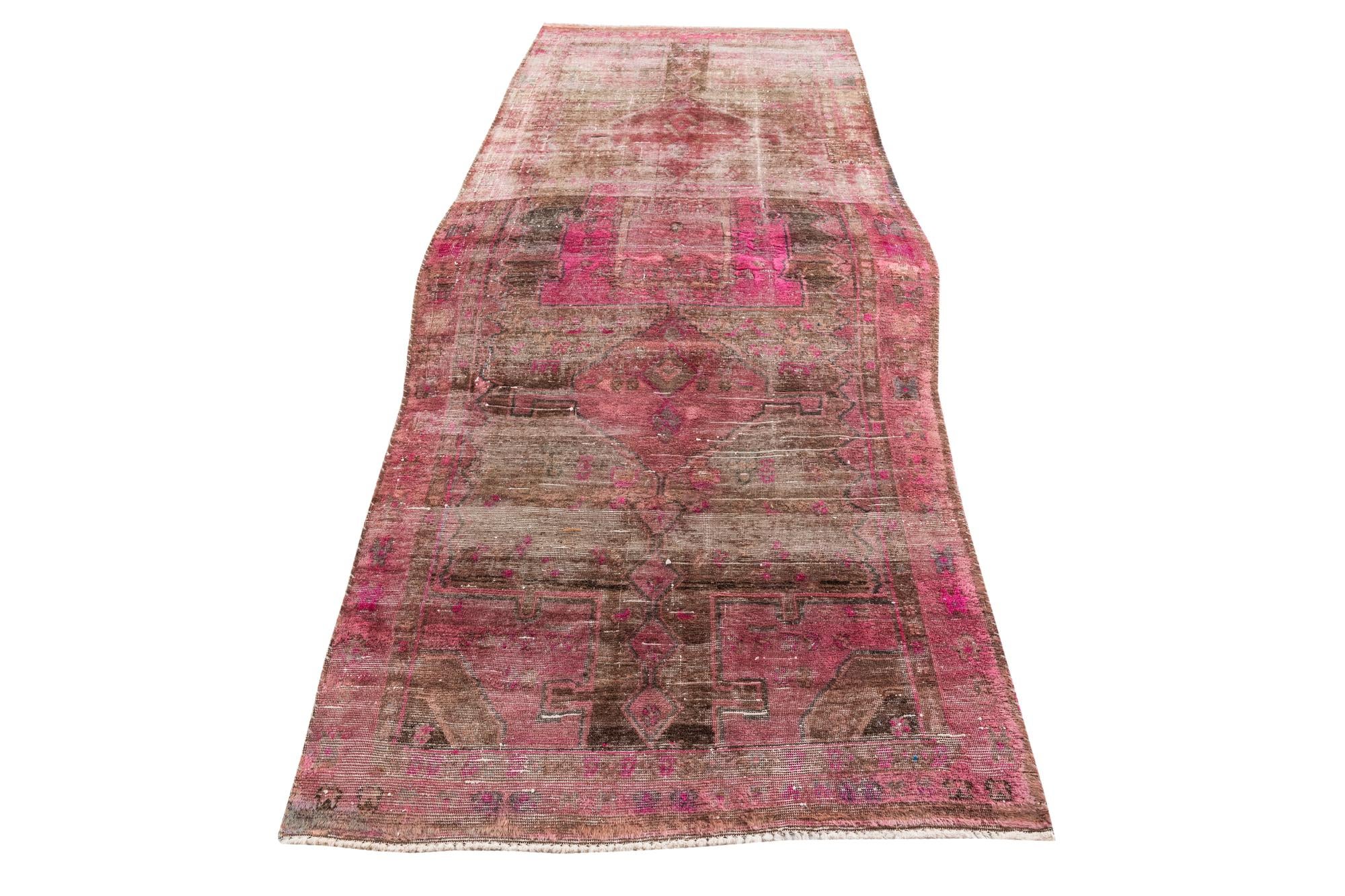 4' 9 x 11' 3 Hand Knotted Ultra Vintage Persian Wool Runner Rug