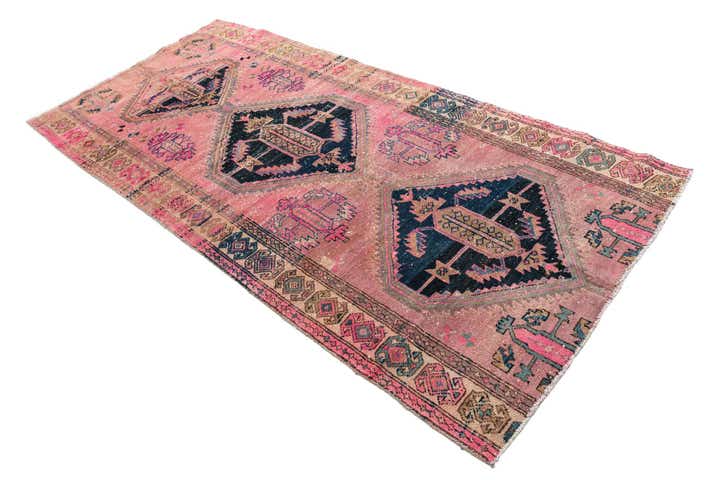 3' 9 x 7' 10 Hand Knotted Ultra Vintage Persian Wool Runner Rug