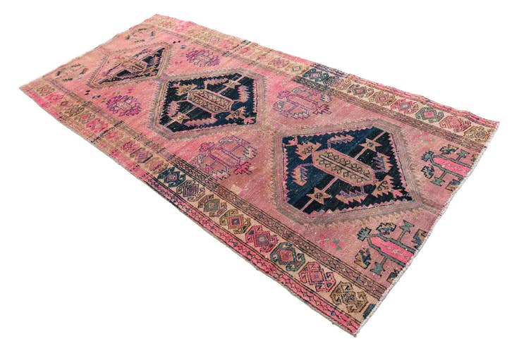 Detail image of 3' 9 x 7' 10 Hand Knotted Ultra Vintage Persian Wool Runner Rug