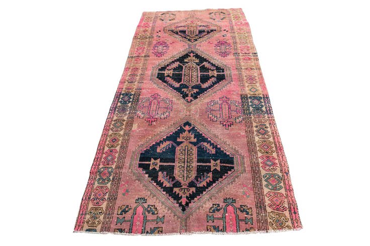 Detail image of 3' 9 x 7' 10 Hand Knotted Ultra Vintage Persian Wool Runner Rug