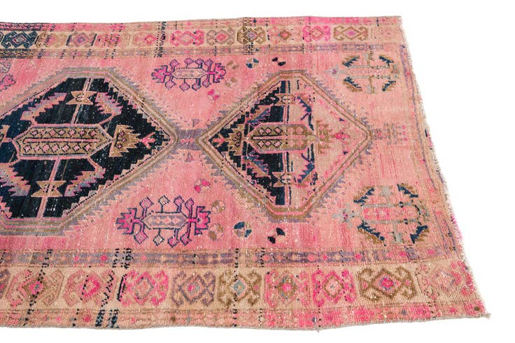 Detail image of 3' 9 x 7' 10 Hand Knotted Ultra Vintage Persian Wool Runner Rug