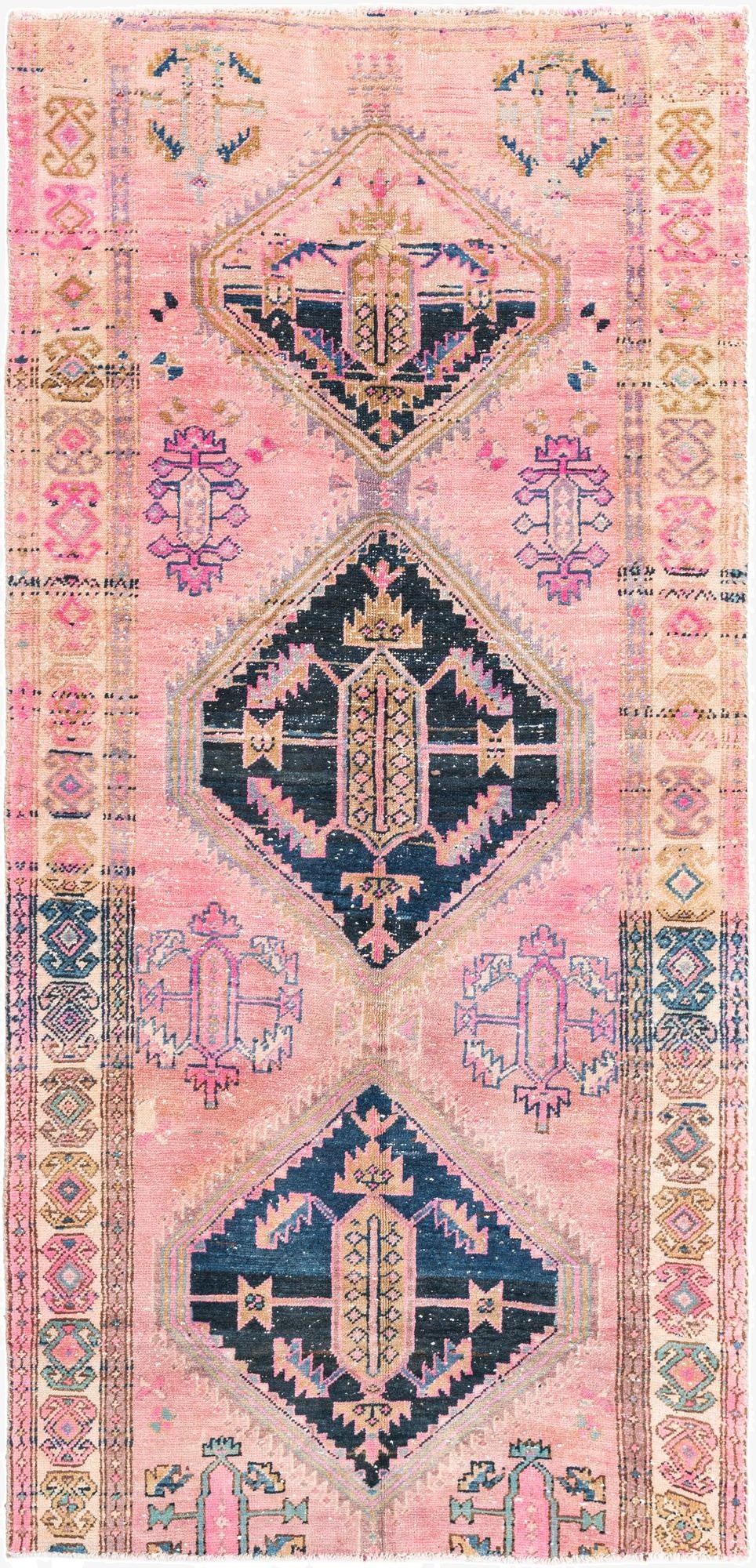 3' 9 x 7' 10  Hand Knotted Ultra Vintage Persian Wool Runner Rug