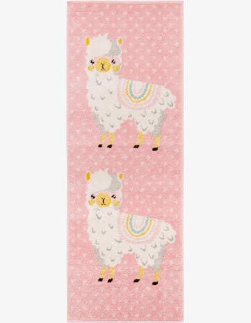 Pink Llama Whimsy Kids Runner Rug