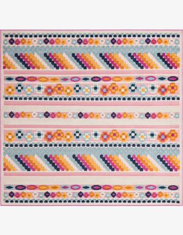 Pink Easy-Clean Aruba Indoor / Outdoor Square Rug
