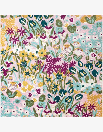 Pink Bloom Square Rug