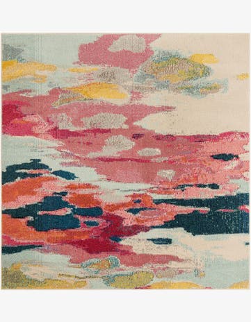 Pink Washable Casablanca Square Rug