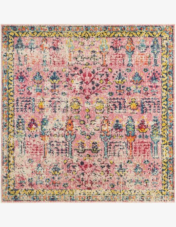 Pink Washable El Paso Square Rug