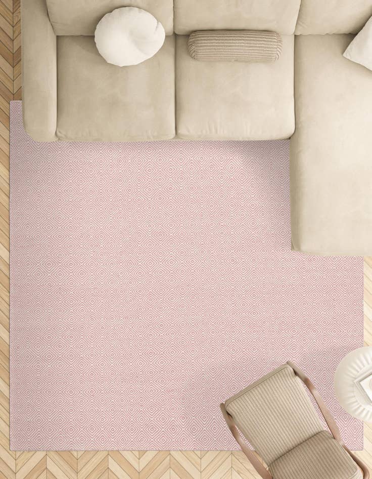 Detail image of 12' x 12'  Hand Woven Geo Trellis Flatweave Square Rug