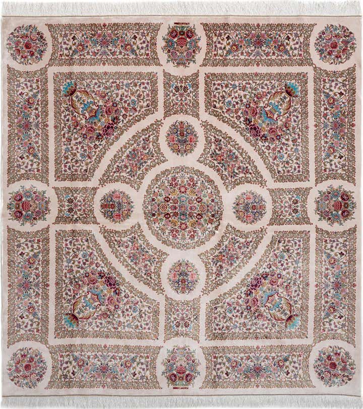6' 7 x 6' 7 Ghom Design Square Rug