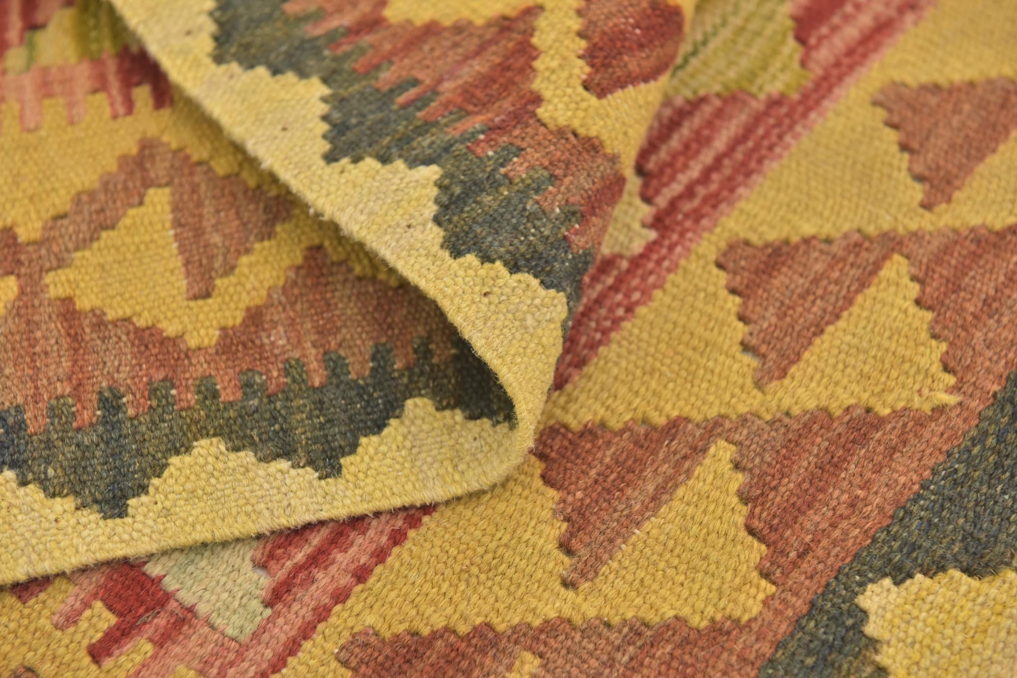 3' 2 x 3' 8 Hand Woven Kilim Maymana Wool Square Rug