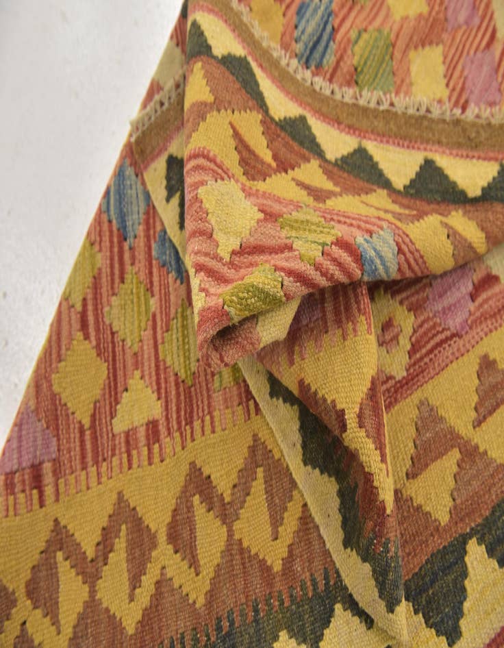 Detail image of 3' 2 x 3' 8  Hand Woven Kilim Maymana Wool Square Rug