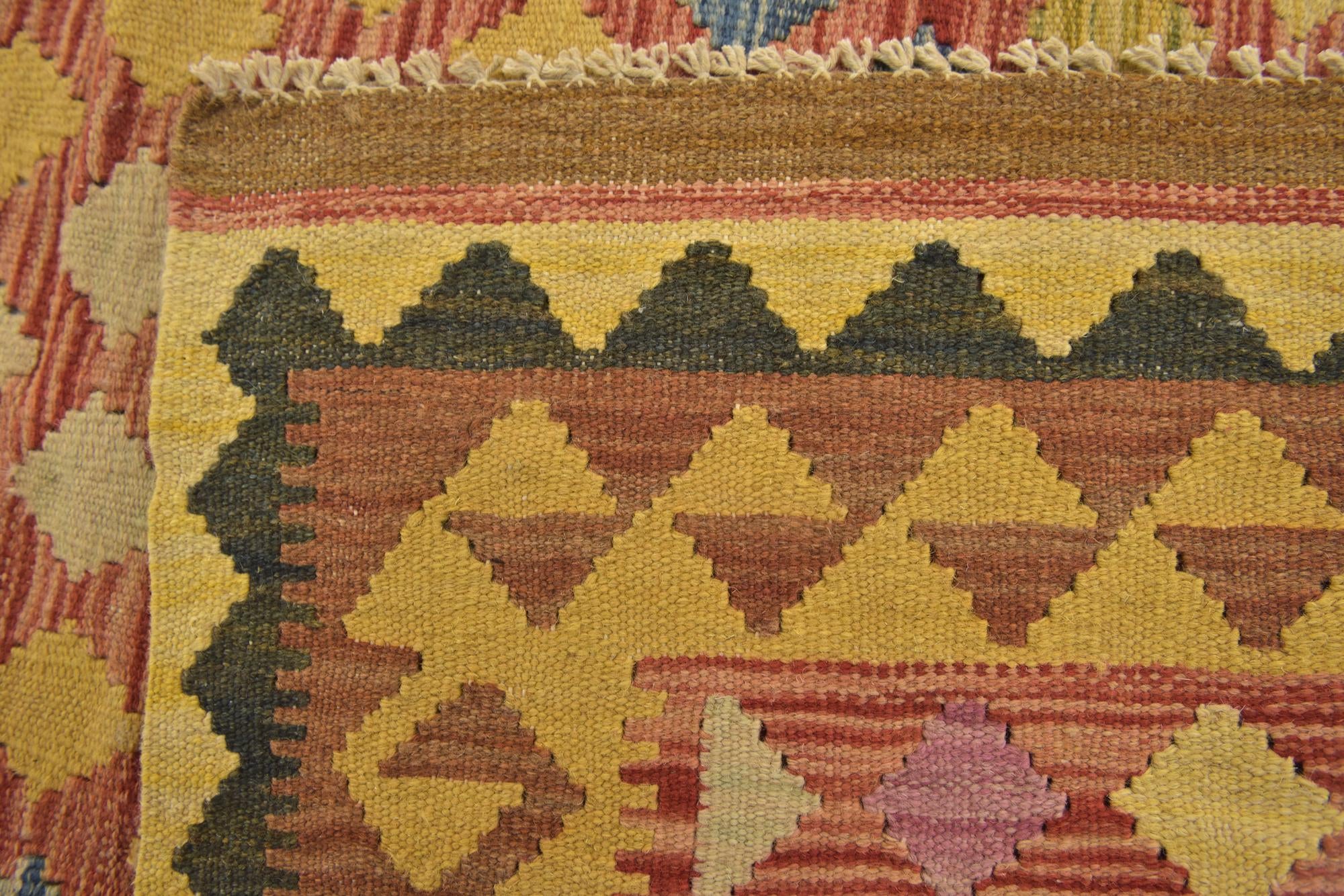 3' 2 x 3' 8 Hand Woven Kilim Maymana Wool Square Rug