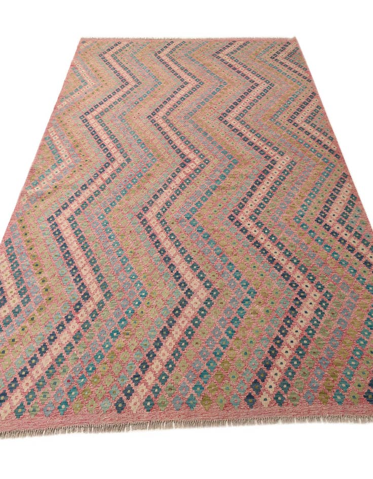 Detail image of 9' x 9' 3 Hand Woven Kilim Modern Wool Square Rug