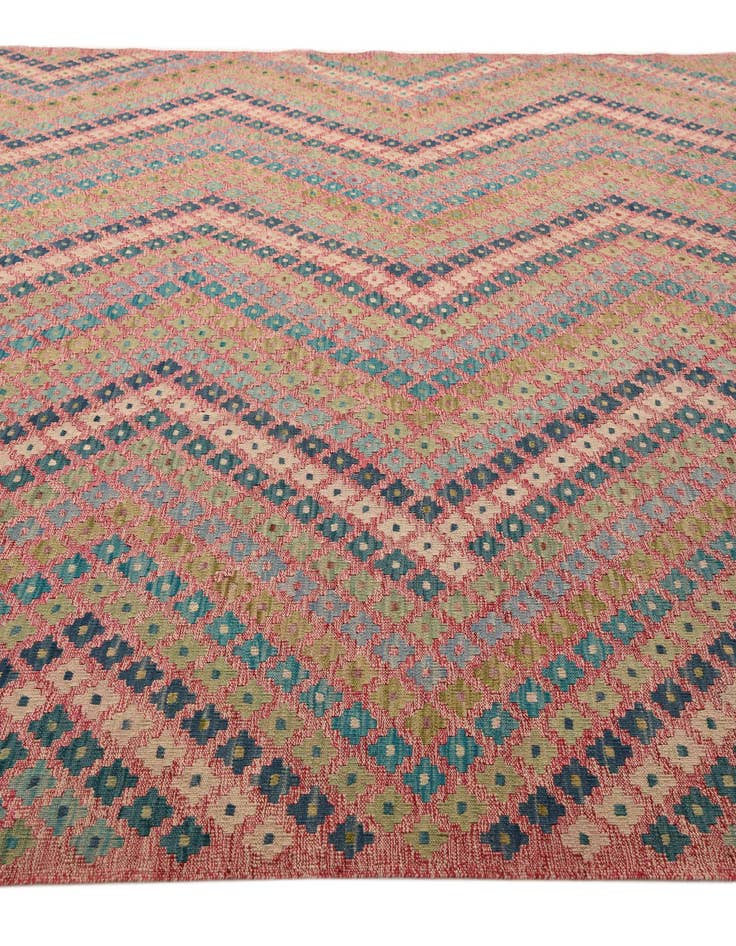 Detail image of 9' x 9' 3  Hand Woven Kilim Modern Wool Square Rug