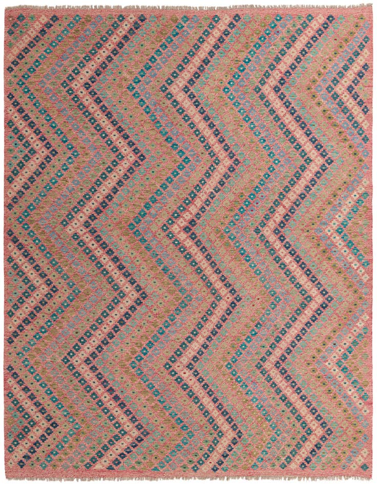 Detail image of 9' x 9' 3 Hand Woven Kilim Modern Wool Square Rug