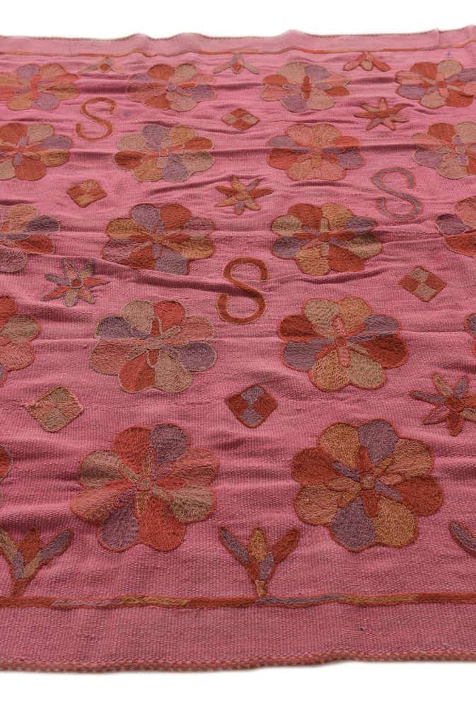 5' 9 x 6' 2 Hand Woven Kilim Suzani Wool Square Rug