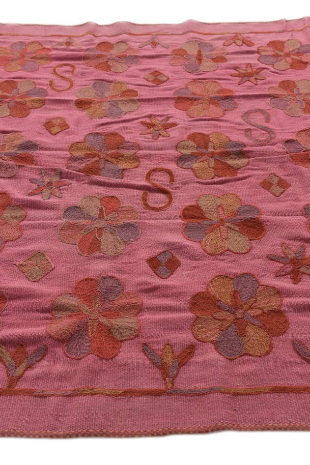 Detail image of 5' 9 x 6' 2 Hand Woven Kilim Suzani Wool Square Rug