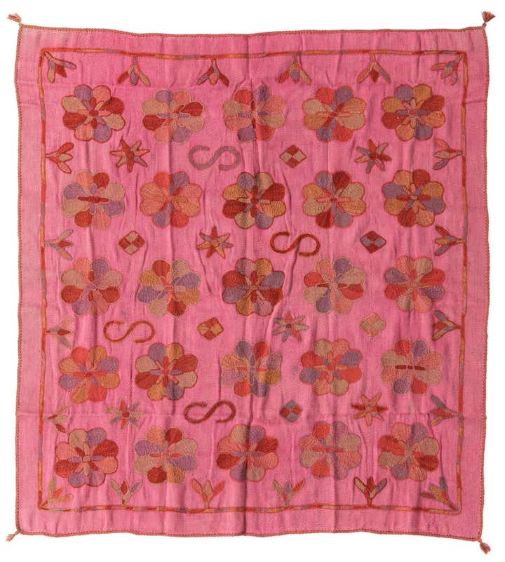 5' 9 x 6' 2 Hand Woven Kilim Suzani Wool Square Rug