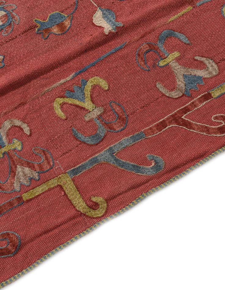 Detail image of 5' 3 x 6' 2 Hand Woven Kilim Suzani Wool Square Rug