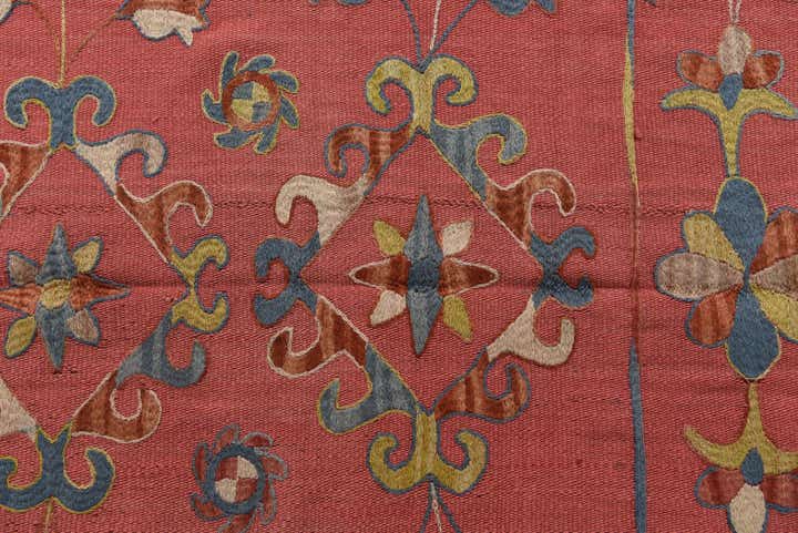 5' 3 x 6' 2 Hand Woven Kilim Suzani Wool Square Rug