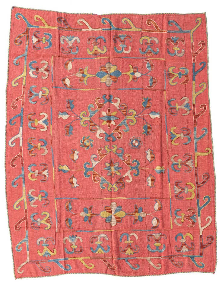 Detail image of 5' 3 x 6' 2 Hand Woven Kilim Suzani Wool Square Rug