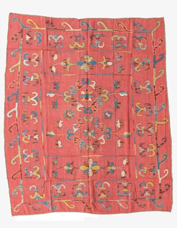 5' 3 x 6' 2 Hand Woven Kilim Suzani Wool Square Rug