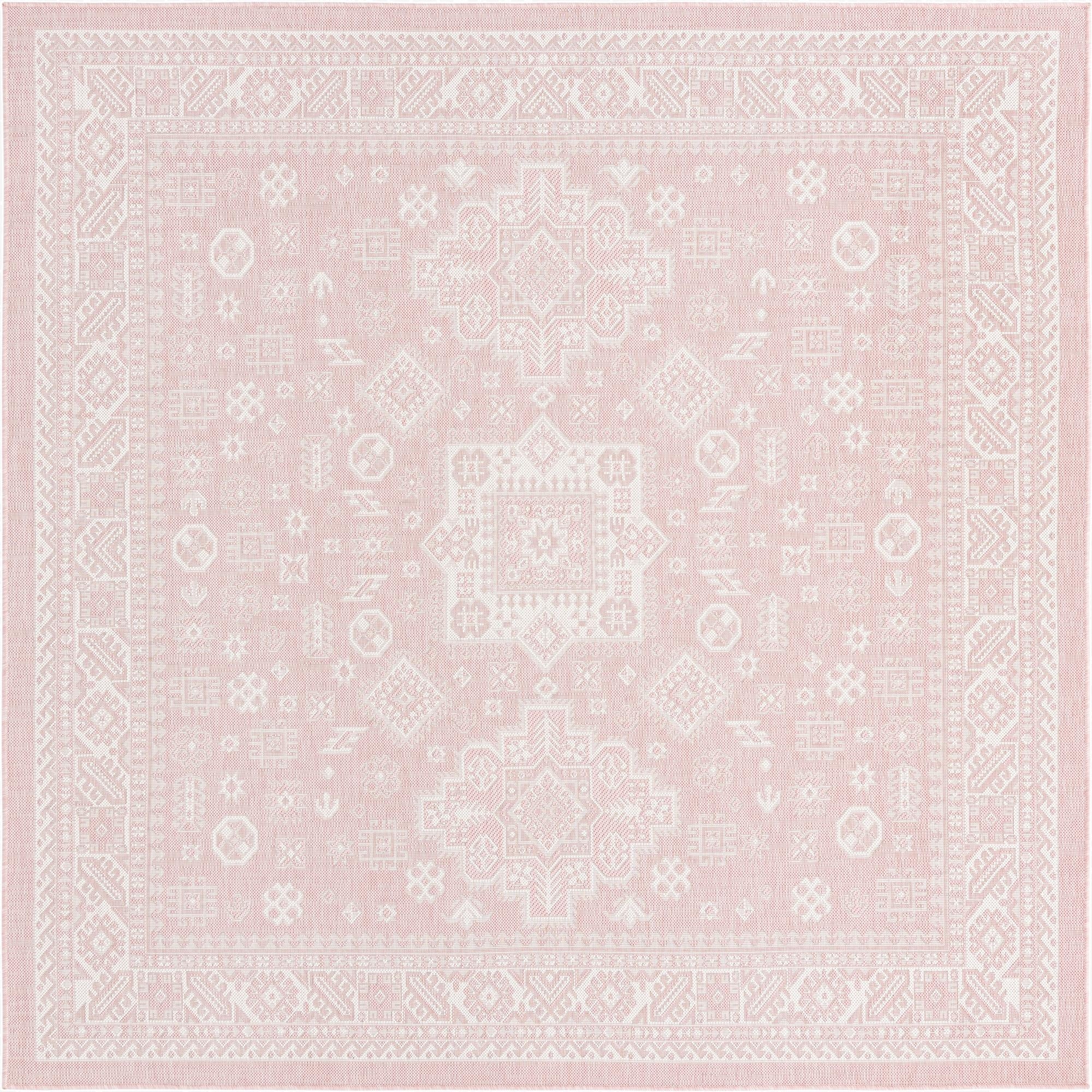 7' 10 x 7' 10  Washable Aztec Indoor / Outdoor Square Rug