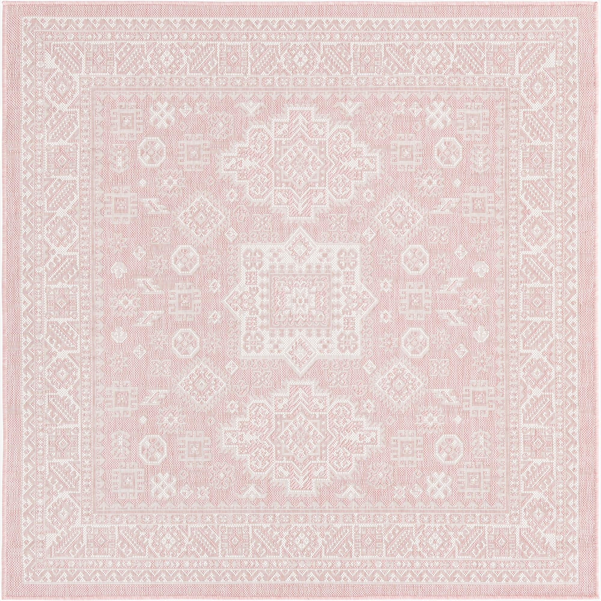 5' 3 x 5' 3  Washable Aztec Indoor / Outdoor Square Rug