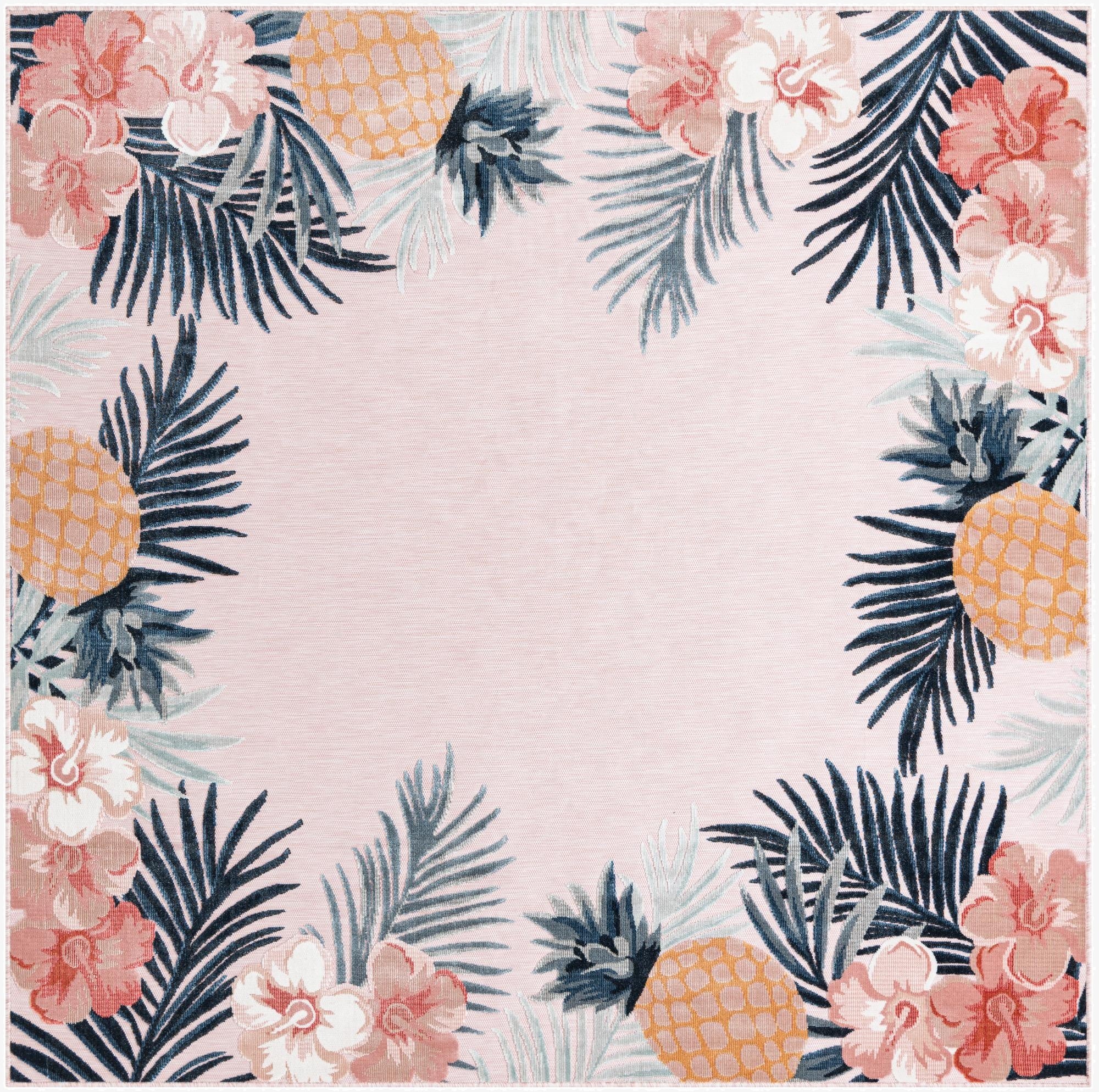 8' 2 x 8' 2  Washable Botanical Indoor / Outdoor Square Rug