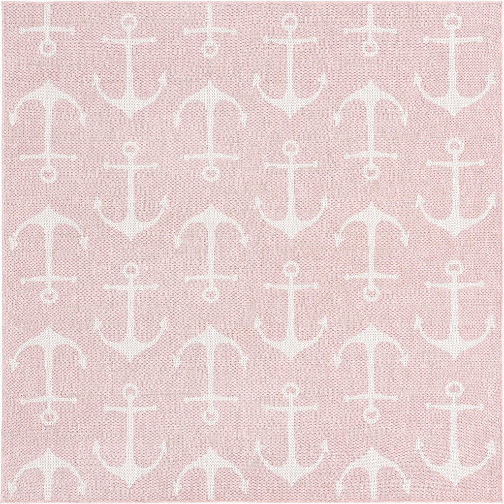 7' 10 x 7' 10  Washable Coastal Indoor / Outdoor Square Rug