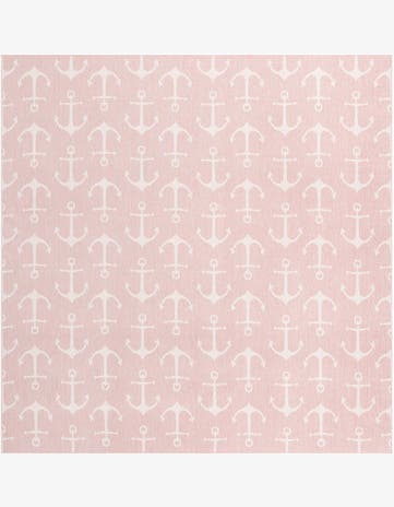 Pink Easy-Clean Coastal Indoor / Outdoor Square Rug