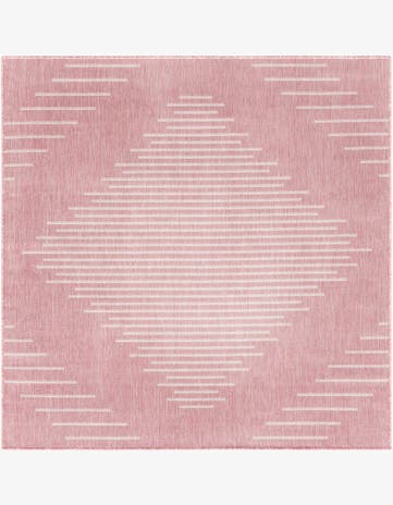 Pink Easy-Clean Modern Indoor / Outdoor Square Rug