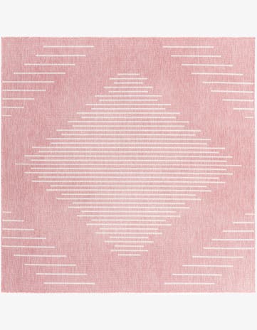 Pink Easy-Clean Modern Indoor / Outdoor Square Rug
