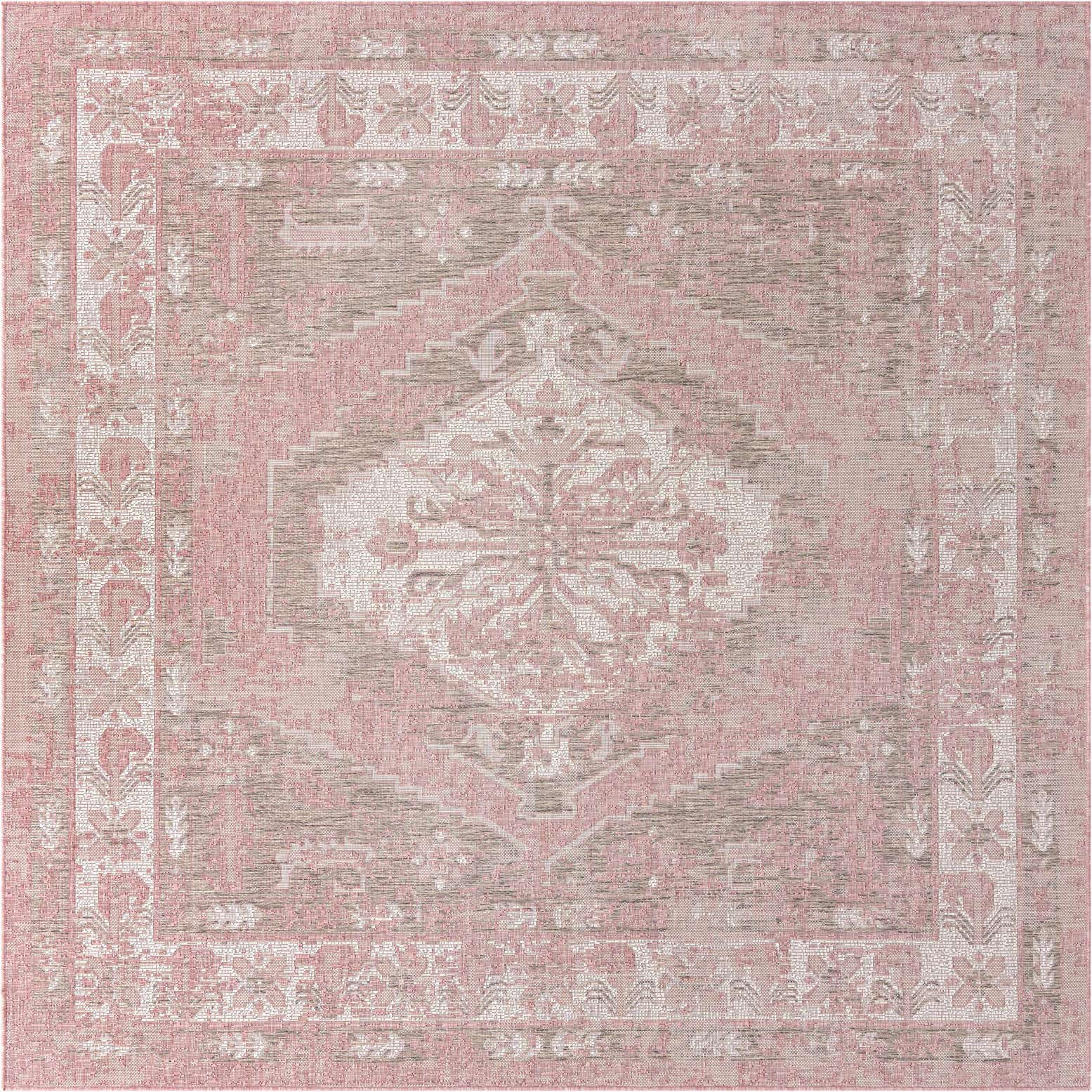 7' 10 x 7' 10 Easy-Clean Traditional Indoor / Outdoor Square Rug