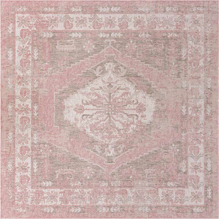 7' 10 x 7' 10 Easy-Clean Traditional Indoor / Outdoor Square Rug