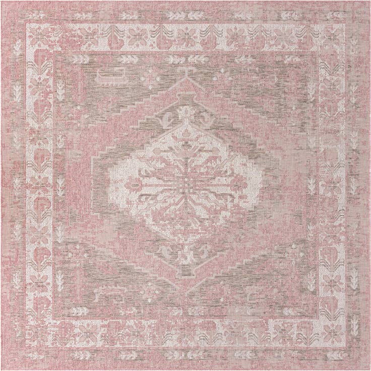 Detail image of 7' 10 x 7' 10 Easy-Clean Traditional Indoor / Outdoor Square Rug