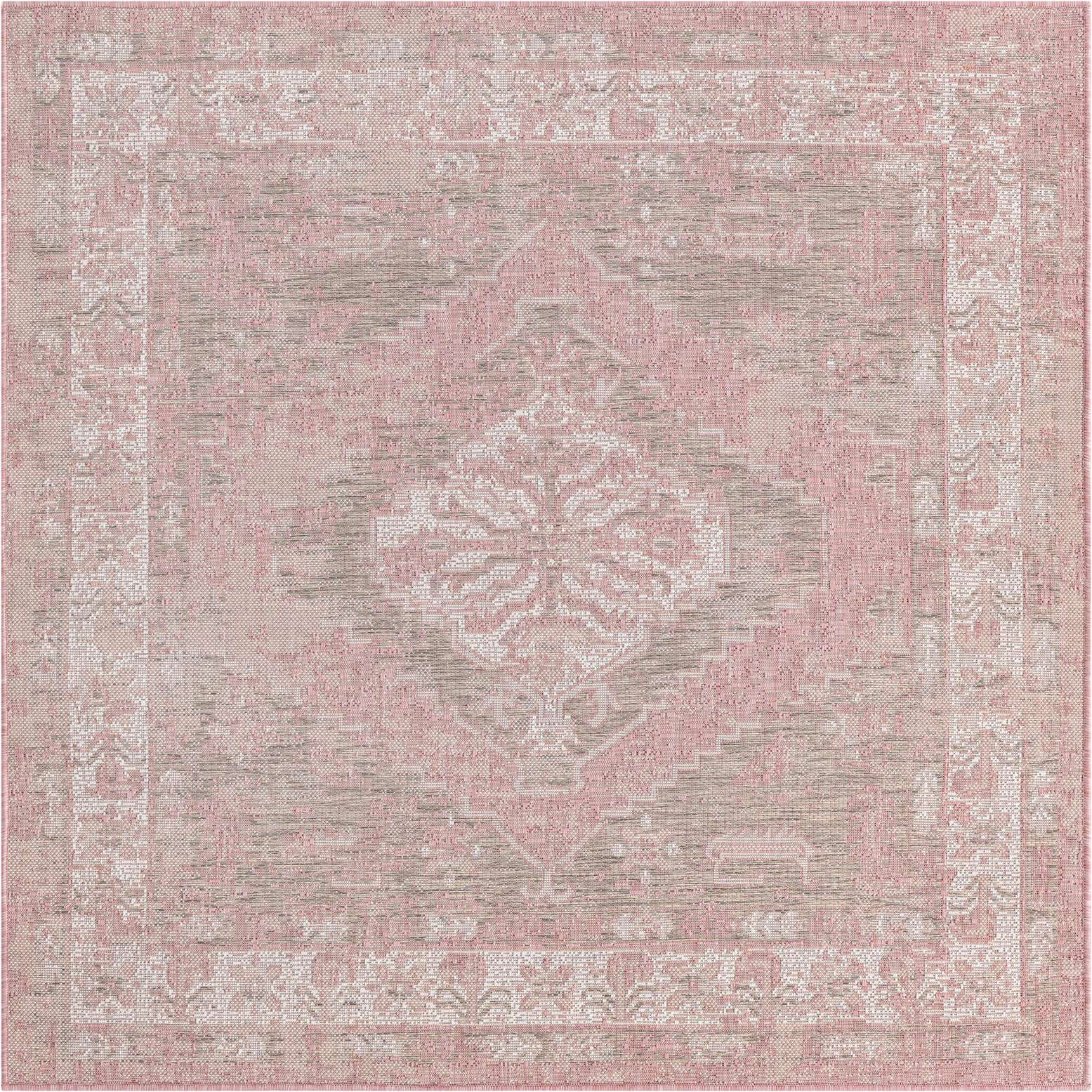 5' 3 x 5' 3 Easy-Clean Traditional Indoor / Outdoor Square Rug