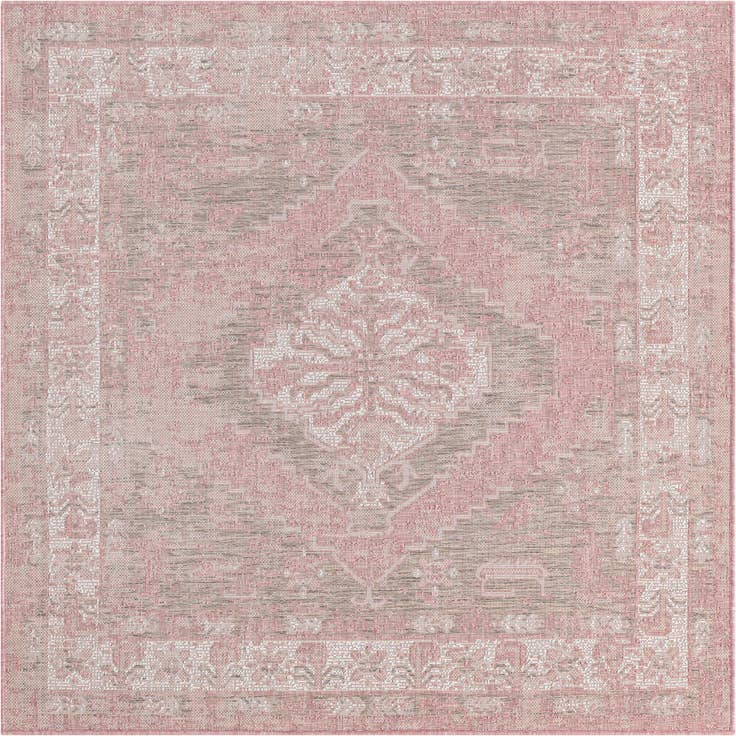 Detail image of 5' 3 x 5' 3 Easy-Clean Traditional Indoor / Outdoor Square Rug