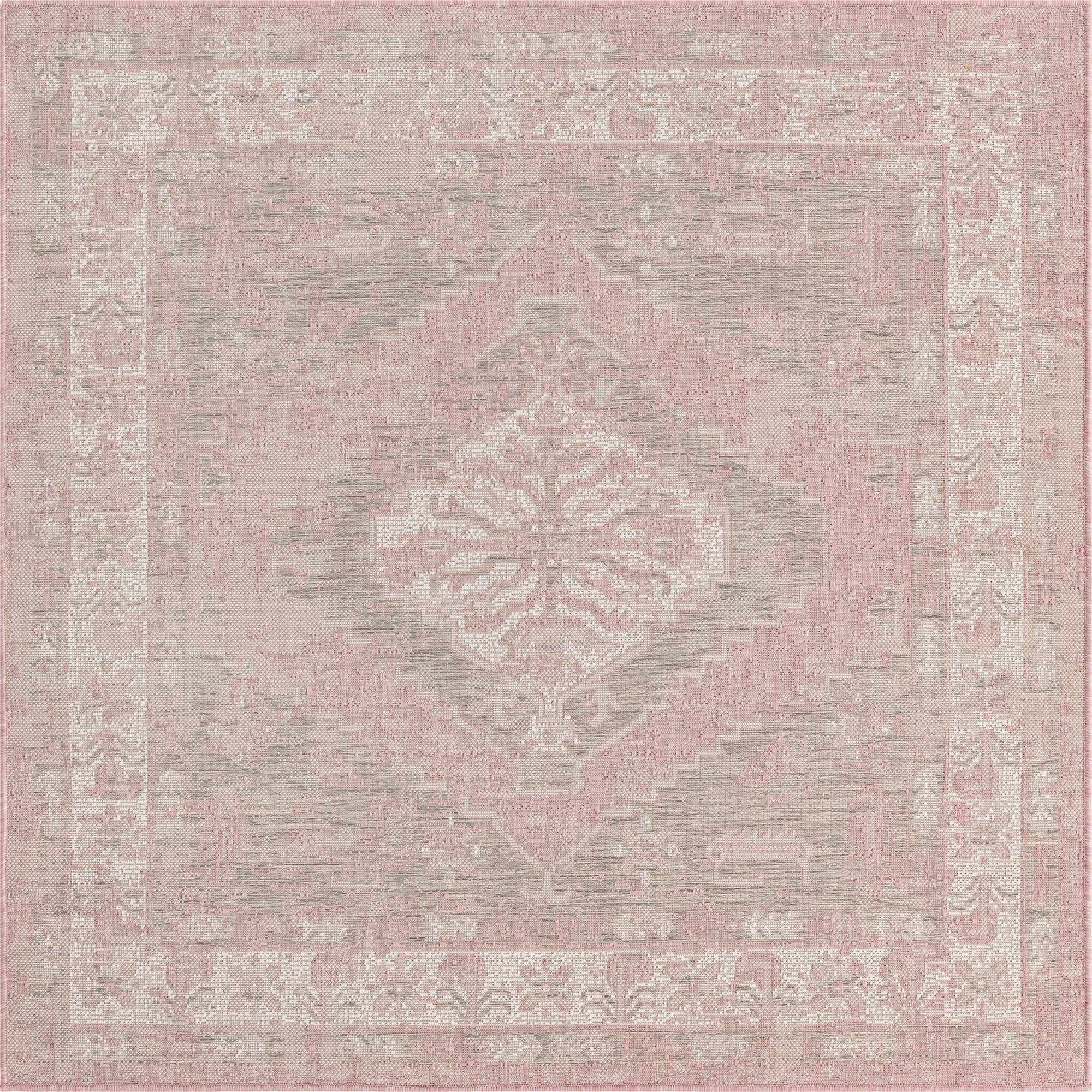 5' 3 x 5' 3  Washable Traditional Indoor / Outdoor Square Rug