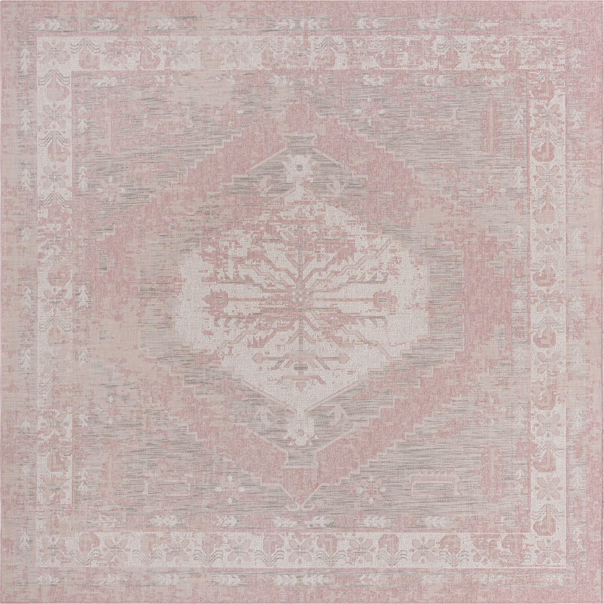 10' x 10'  Washable Traditional Indoor / Outdoor Square Rug