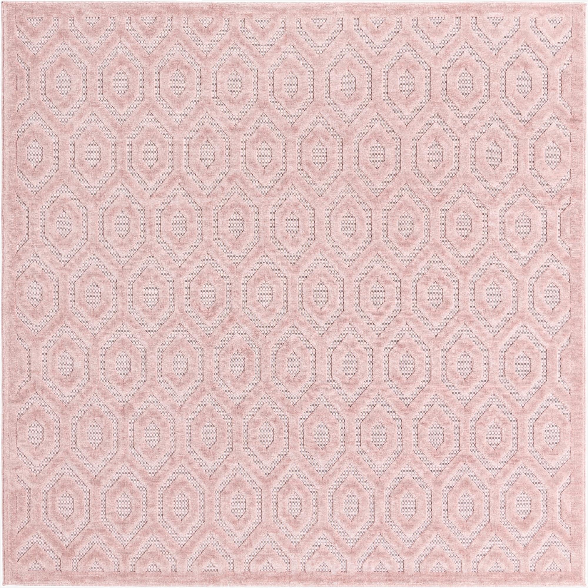 7' 10 x 7' 10  Washable Trellis Textured Indoor / Outdoor Square Rug